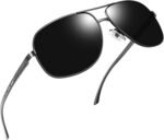 Polarized Metal Aviation Sunglasses Men, Classic Military Sun Glasses Women, Rectangle Shades UV400 Protection Costume - Image 2