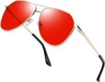 Polarized Metal Aviation Sunglasses Men, Classic Military Sun Glasses Women, Rectangle Shades UV400 Protection Costume - Image 26