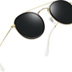 Vintage Round Sunglasses for Women, Retro Trendy Polarized Sun Glasses UV400 Protection, Circle Shades Men Sunnies