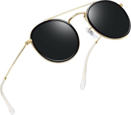 Vintage Round Sunglasses for Women, Retro Trendy Polarized Sun Glasses UV400 Protection, Circle Shades Men Sunnies
