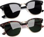 Vintage Sunglasses Half Frame Sun Glasses Polarized UV Protection Browline Shades for Women Men - Image 29