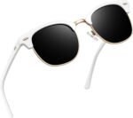 Vintage Sunglasses Half Frame Sun Glasses Polarized UV Protection Browline Shades for Women Men - Image 42