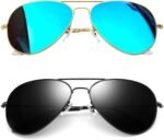Polarized Metal Aviation Sunglasses Men, Classic Military Sun Glasses Women, Rectangle Shades UV400 Protection Costume - Image 15