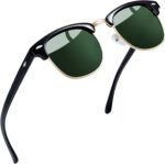 Vintage Sunglasses Half Frame Sun Glasses Polarized UV Protection Browline Shades for Women Men - Image 41