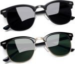 Vintage Sunglasses Half Frame Sun Glasses Polarized UV Protection Browline Shades for Women Men - Image 10