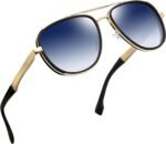 Polarized Aviator Sunglasses Mens Women Vintage Retro Military Metal Pilot Sun Glasses UV Protection