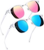 Vintage Sunglasses Half Frame Sun Glasses Polarized UV Protection Browline Shades for Women Men - Image 17