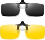 Polarized Clip on Sunglasses over Glasses, Rectangle Flip up Sun Glasses UV Protection Women Men - Image 4