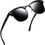 Vintage Sunglasses Half Frame Sun Glasses Polarized UV Protection Browline Shades for Women Men - Image 12