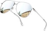 Polarized Metal Aviation Sunglasses Men, Classic Military Sun Glasses Women, Rectangle Shades UV400 Protection Costume - Image 3