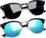 Vintage Sunglasses Half Frame Sun Glasses Polarized UV Protection Browline Shades for Women Men - Image 15