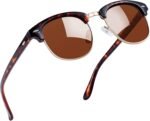 Vintage Sunglasses Half Frame Sun Glasses Polarized UV Protection Browline Shades for Women Men - Image 36