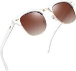 Vintage Sunglasses Half Frame Sun Glasses Polarized UV Protection Browline Shades for Women Men - Image 54