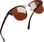Vintage Sunglasses Half Frame Sun Glasses Polarized UV Protection Browline Shades for Women Men - Image 33