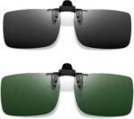 Polarized Clip on Sunglasses over Glasses, Rectangle Flip up Sun Glasses UV Protection Women Men