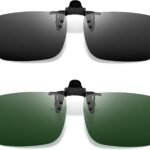 2 Pack Polarized Clip on Sunglasses over Glasses, Rectangle Flip up Sun Glasses UV Protection Women Men