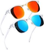 Vintage Sunglasses Half Frame Sun Glasses Polarized UV Protection Browline Shades for Women Men - Image 4