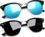 Vintage Sunglasses Half Frame Sun Glasses Polarized UV Protection Browline Shades for Women Men - Image 9