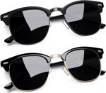 Vintage Sunglasses Half Frame Sun Glasses Polarized UV Protection Browline Shades for Women Men - Image 6