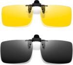 Polarized Clip on Sunglasses over Glasses, Rectangle Flip up Sun Glasses UV Protection Women Men - Image 3