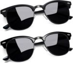 Vintage Sunglasses Half Frame Sun Glasses Polarized UV Protection Browline Shades for Women Men - Image 27