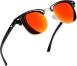 Vintage Sunglasses Half Frame Sun Glasses Polarized UV Protection Browline Shades for Women Men - Image 50