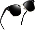Vintage Sunglasses Half Frame Sun Glasses Polarized UV Protection Browline Shades for Women Men - Image 19