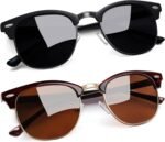 Vintage Sunglasses Half Frame Sun Glasses Polarized UV Protection Browline Shades for Women Men - Image 16