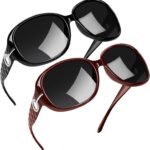 Big Womens Sunglasses Polarized Trendy Sun Glasses Large Rectangle UV Protection Rhinestone Sunnies