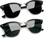 Vintage Sunglasses Half Frame Sun Glasses Polarized UV Protection Browline Shades for Women Men - Image 21