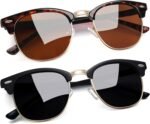 Vintage Sunglasses Half Frame Sun Glasses Polarized UV Protection Browline Shades for Women Men - Image 11
