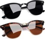 Vintage Sunglasses Half Frame Sun Glasses Polarized UV Protection Browline Shades for Women Men - Image 37