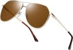Polarized Metal Aviation Sunglasses Men, Classic Military Sun Glasses Women, Rectangle Shades UV400 Protection Costume - Image 7