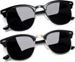 Vintage Sunglasses Half Frame Sun Glasses Polarized UV Protection Browline Shades for Women Men - Image 49