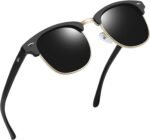 Vintage Sunglasses Half Frame Sun Glasses Polarized UV Protection Browline Shades for Women Men - Image 32