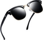 Vintage Sunglasses Half Frame Sun Glasses Polarized UV Protection Browline Shades for Women Men - Image 20