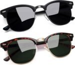 Vintage Sunglasses Half Frame Sun Glasses Polarized UV Protection Browline Shades for Women Men - Image 26
