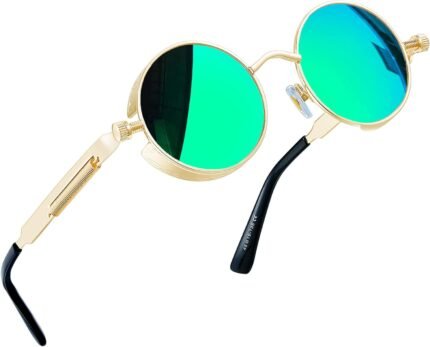 Hippie Round Sunglasses for Women Men Small Circle Sun Glasses Polarized UV400 Protection