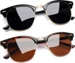 Vintage Sunglasses Half Frame Sun Glasses Polarized UV Protection Browline Shades for Women Men - Image 8