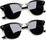 Vintage Sunglasses Half Frame Sun Glasses Polarized UV Protection Browline Shades for Women Men - Image 28
