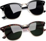 Vintage Sunglasses Half Frame Sun Glasses Polarized UV Protection Browline Shades for Women Men - Image 31