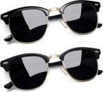 Vintage Sunglasses Half Frame Sun Glasses Polarized UV Protection Browline Shades for Women Men - Image 30