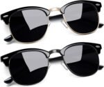 Vintage Sunglasses Half Frame Sun Glasses Polarized UV Protection Browline Shades for Women Men