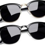 Vintage Sunglasses Half Frame Sun Glasses Polarized UV Protection Browline Shades for Women Men