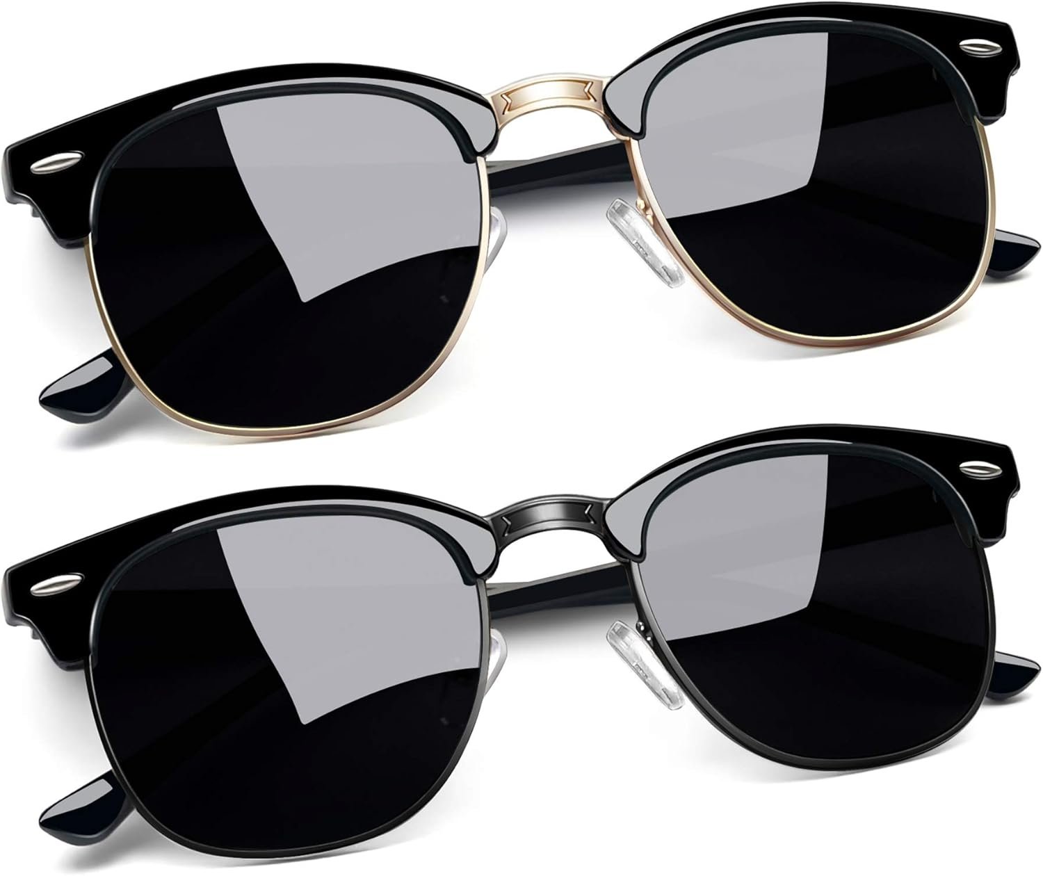 71sH2n-QAOL._AC_SL1500_ Vintage Sunglasses Half Frame Sun Glasses Polarized UV Protection Browline Shades for Women Men - Image 1
