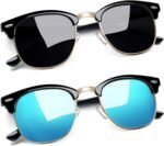 Vintage Sunglasses Half Frame Sun Glasses Polarized UV Protection Browline Shades for Women Men - Image 23