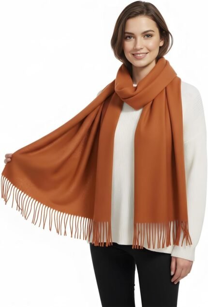 Women's Winter Warm Scarf Soft Cashmere Feel Oversized Pashmina Shawl &Tassel Wrap, Thick Blanket Scarf for Gift