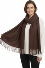 Women's Winter Warm Scarf Soft Cashmere Feel Oversized Pashmina Shawl &Tassel Wrap, Thick Blanket Scarf for Gift - Image 3