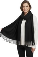 Women's Winter Warm Scarf Soft Cashmere Feel Oversized Pashmina Shawl &Tassel Wrap, Thick Blanket Scarf for Gift - Image 2