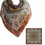 Women's Silk Feeling Large Square Scarf 43x43 Premium Hair Wrap Headscarf Neck Shawl with Gift Box